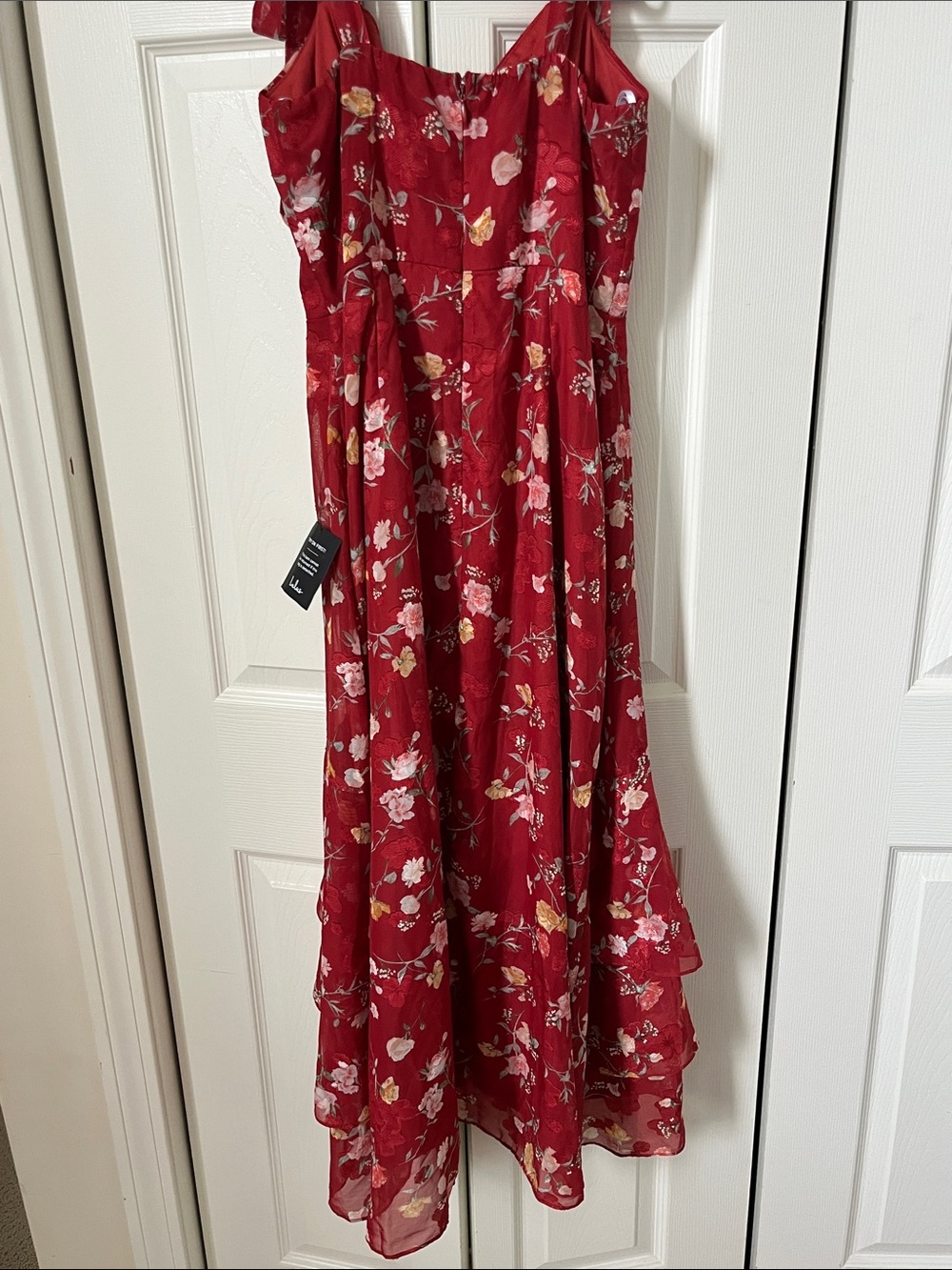 Lulu's Red Floral High-Low Ruffle Dress - Picture 7 of 7